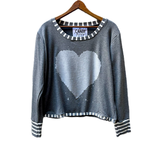 Bleached Heart stripes- bamboo sweatshirt