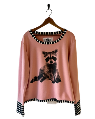 Bamboo sweatshirt - raccoon -pink