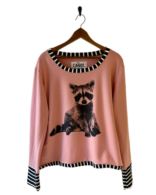 Bamboo sweatshirt - raccoon -pink